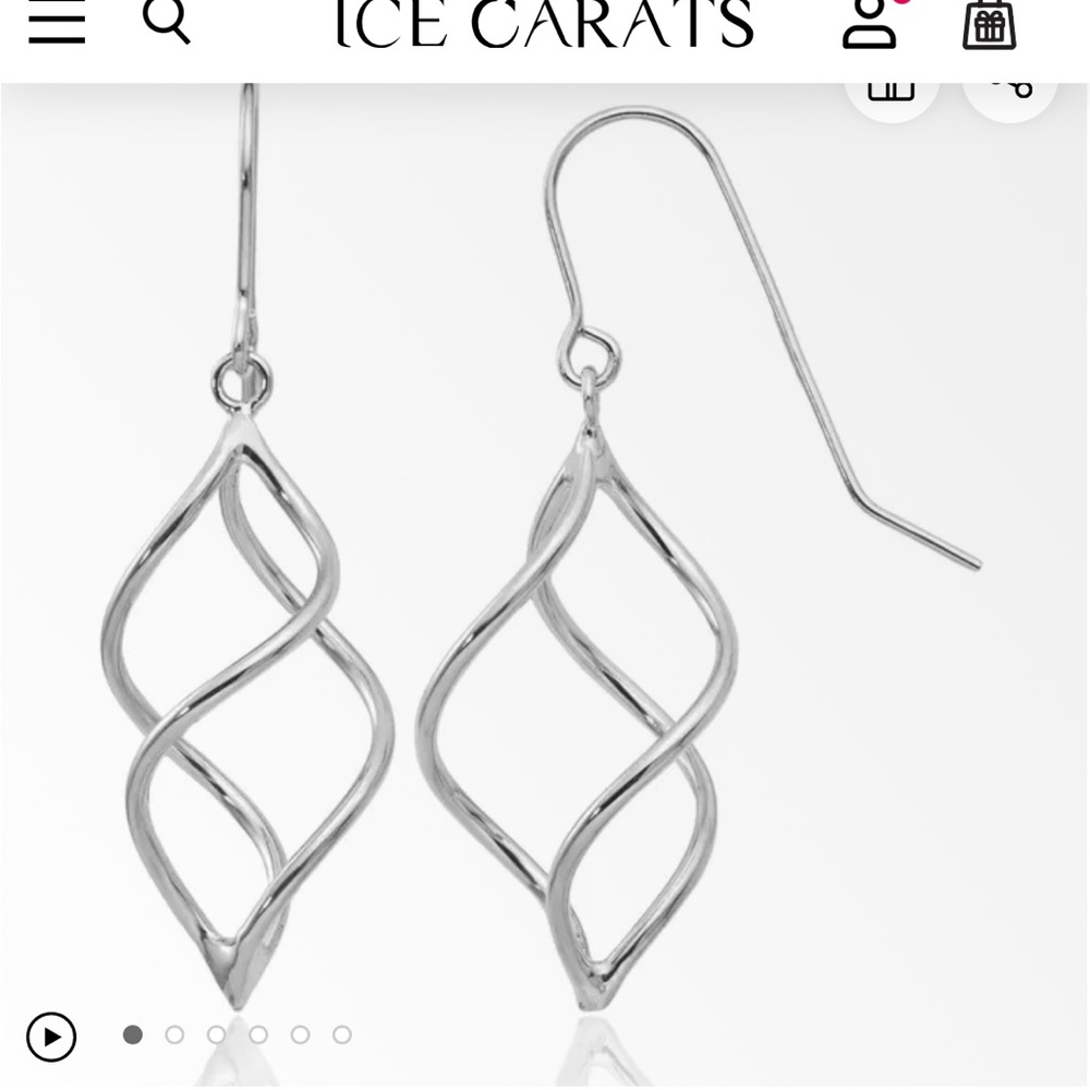 Valentines DAY NEW ICE CARATS Twisted Dangle Earrings-14K Solid White Gold
